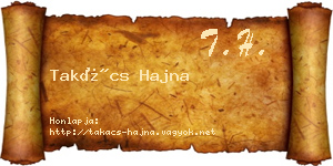 Takács Hajna névjegykártya